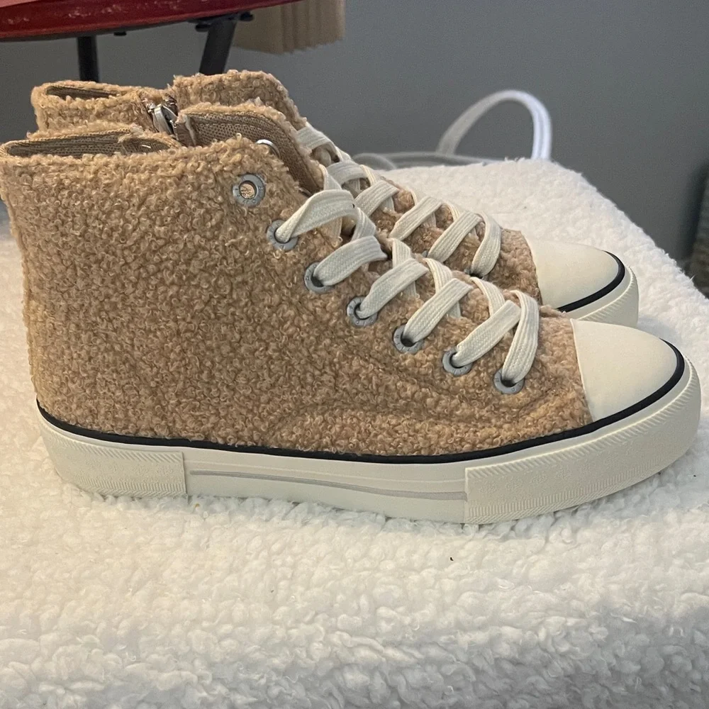 Women's Tan High-Top Sneakers - Picture 2 of 6